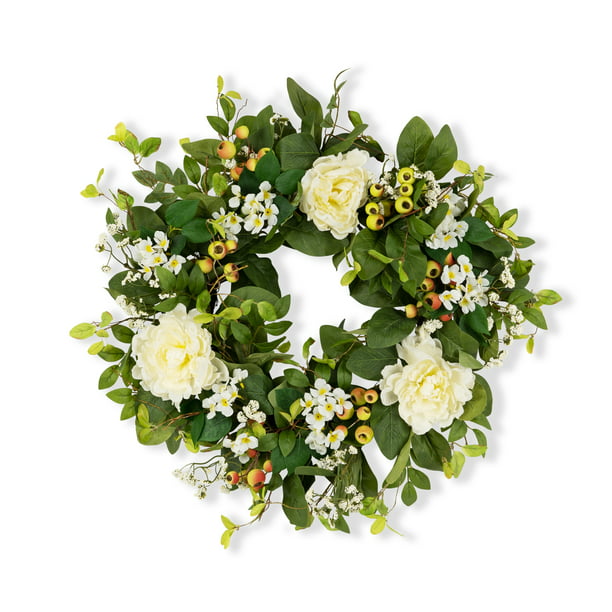 Melrose International Mixed Floral Wreath 24 D Twig/Fabric 